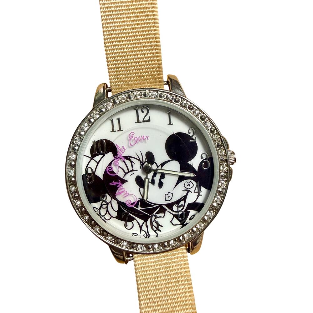 Disney Mickey Minnie Kiss Watch + Rainbow Bracelet Gift Set Cute